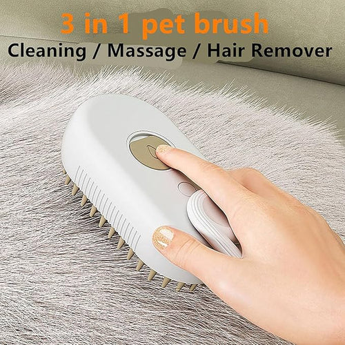 3-in-1 Steam Brush for Dogs & Cats | USB Rechargeable Pet Grooming Tool